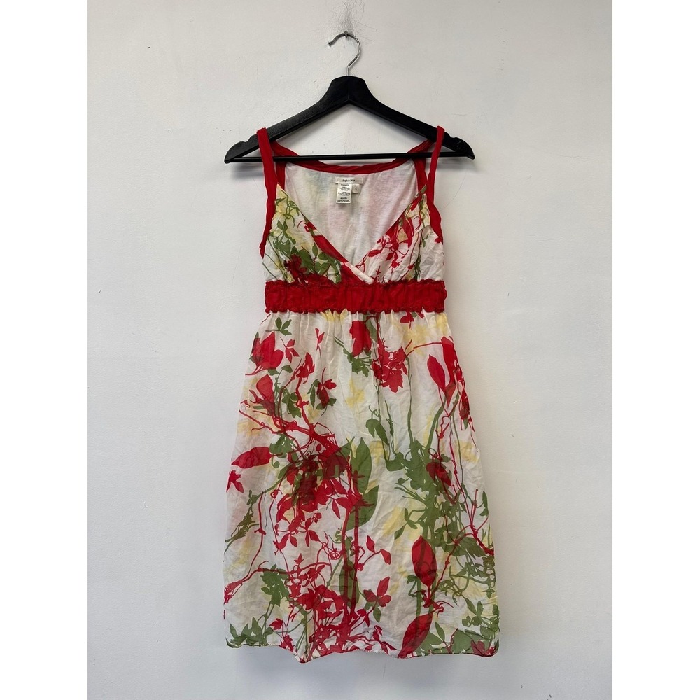 VTG Sophie Max Dress Womens Small White Red Floral Fit & Flare Sundress Summer